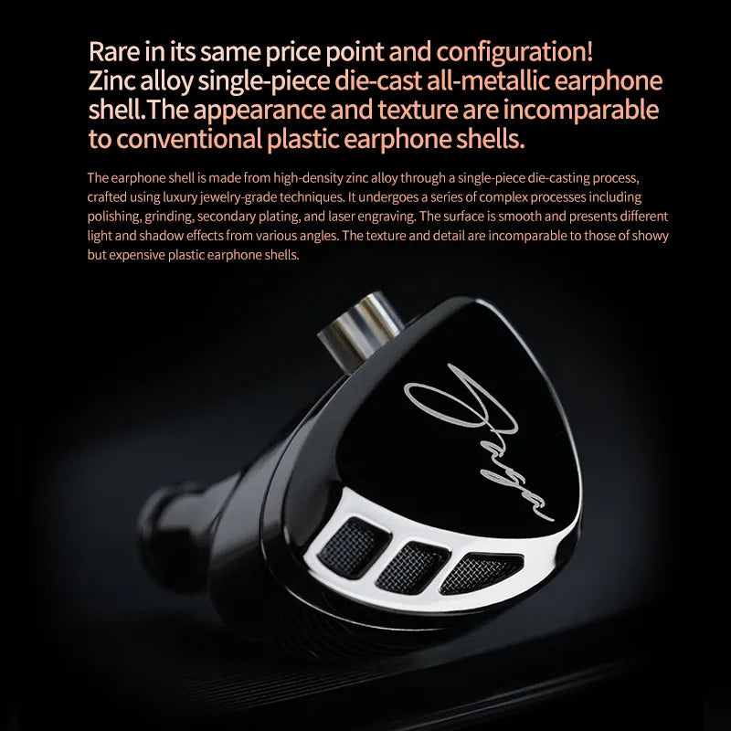 KZ Saga Inear HiFi Earphones Dynamic Tunable Balanced Armature Headphones 3.5mm Detachable Cable Monitor Noise Reduction Earbuds