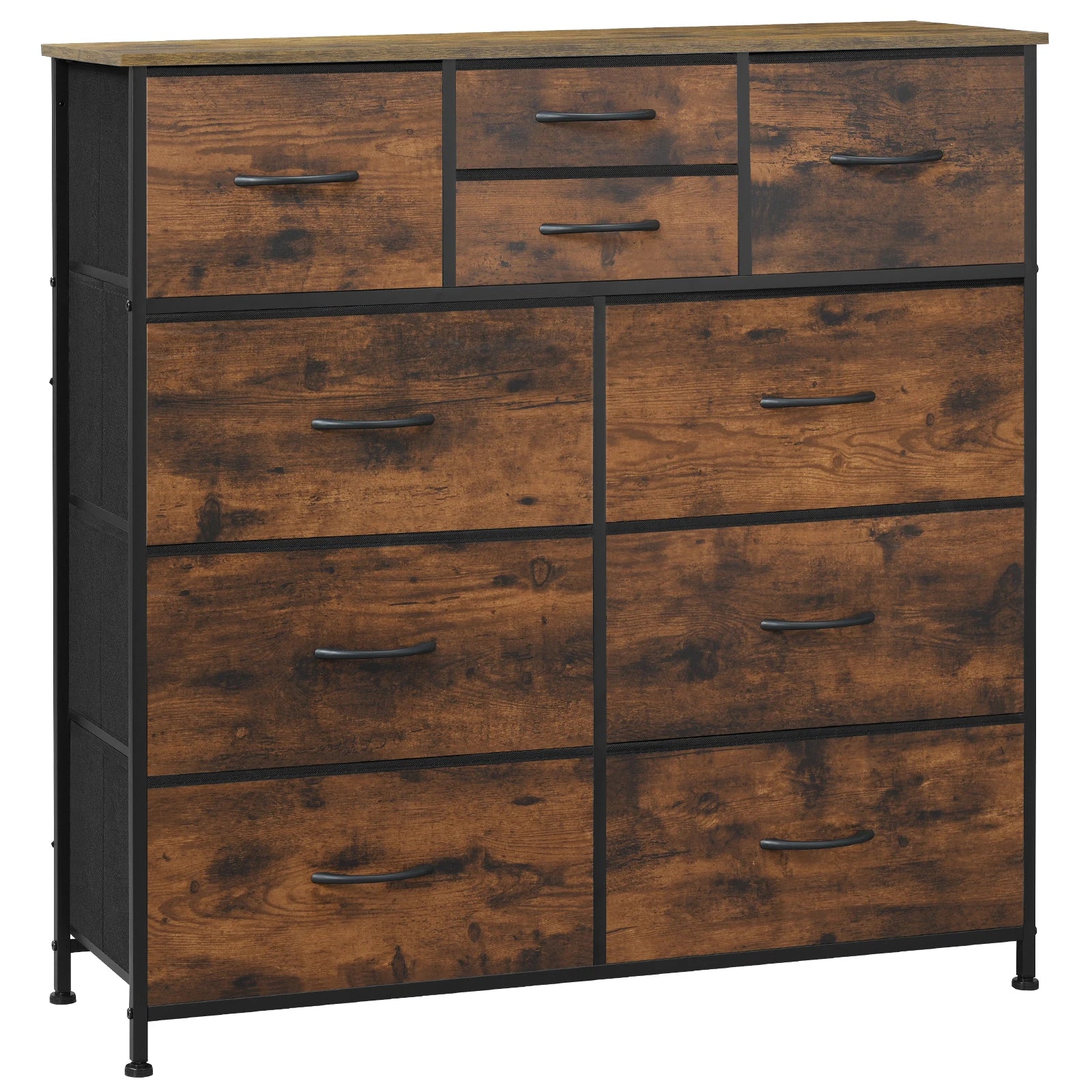 Fabric Chest of Drawers Sideboard Metal Frame Living Room Dresser Industrial Style Storage for Bedroom Hallway Cabinet Home
