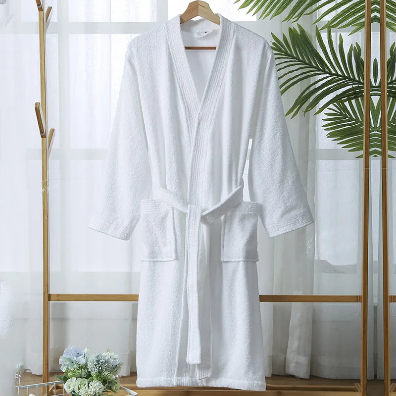 100% Cotton Bathrobe for Men Long Thick Absorbent Terry Bath Robe Kimono Men Towel Bathrobe Plus Sleepwear Women Dressing Gown