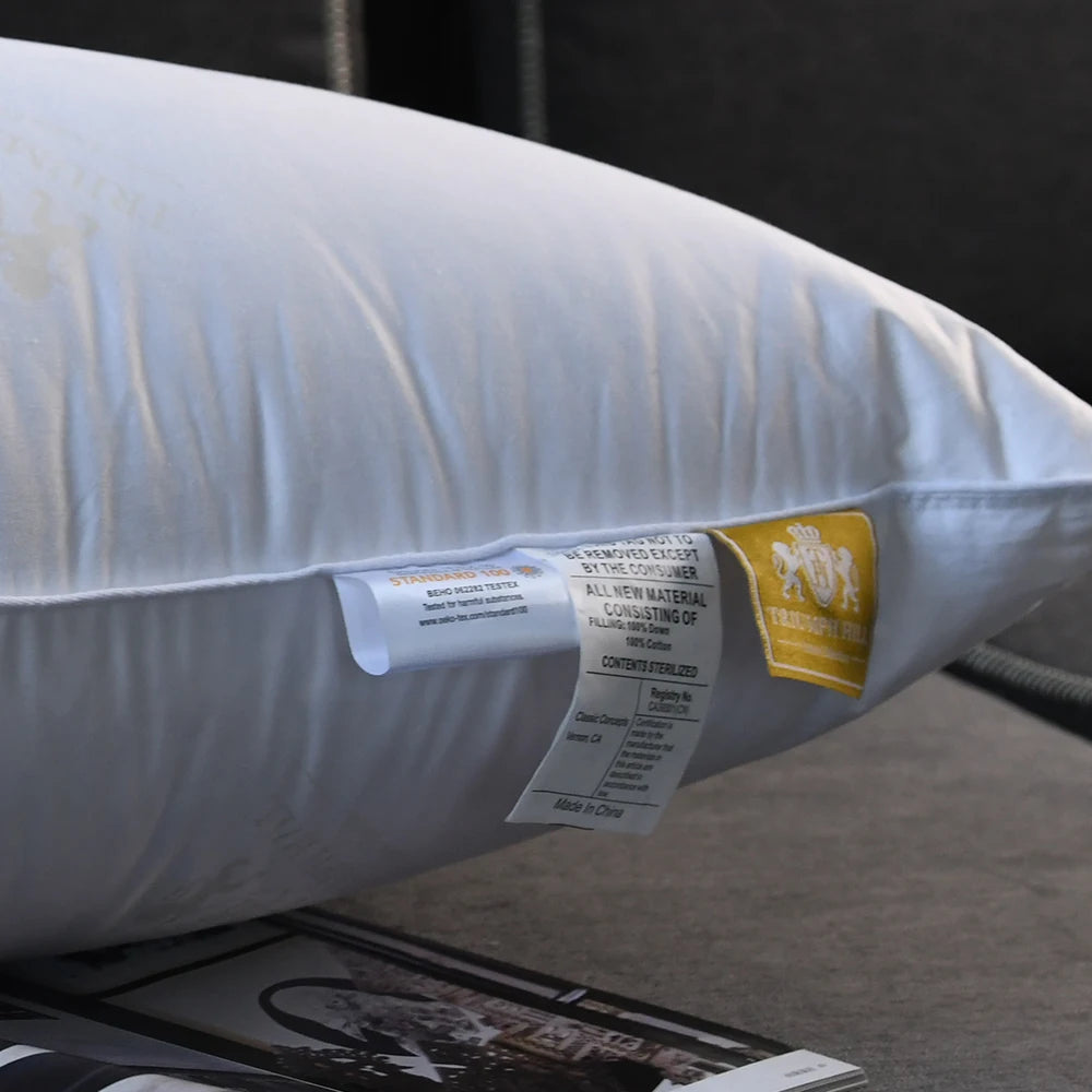 Customized Size 100% Down Pillow Core Pure White Goose Down Pillow Core 100% Cotton Shell Help Sleep