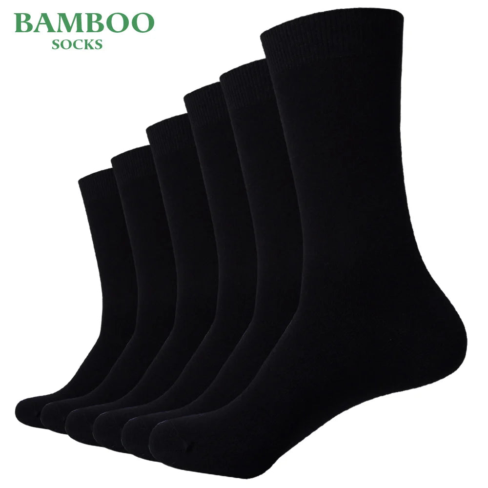 Match-Up Men Bamboo Black Socks Breathable Anti-Bacterial High Quality Guarantee Business Socks (6 Pairs/Lot)
