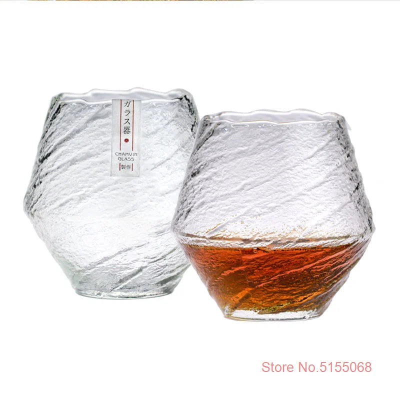 420ml Blowing Snow Whiskey Tasting Glasses Japanese Hammer Pattern Wine Drinking Cup Snowflakes Falling Hazy Air Whisky Tumbler