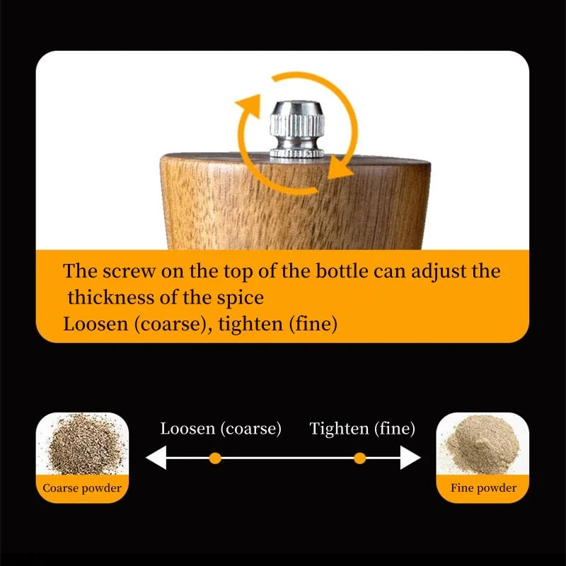 8inch Pagoda Acrylic Pepper Mill Sets With Base,Manual Wooden Salt and Pepper Grinder With Ceramic Core Spice Shaker Tools Sets