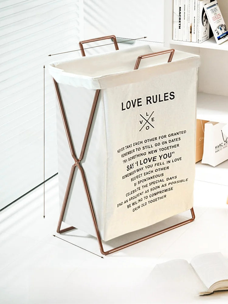 Trendy Foldable Laundry Basket with Lid for Home Batoom Dir Clothes Hamper Iron Material Japanese Sle Storage Basket