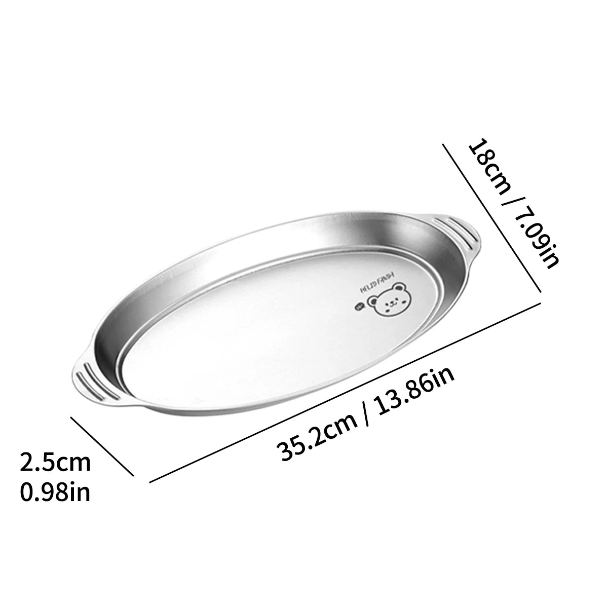 WORTHBUY Stainless Steel Fish Dish Home Steaming Fish Plate Oval Platter Thickened Main Dish Plate Snack Dessert Serving Tray