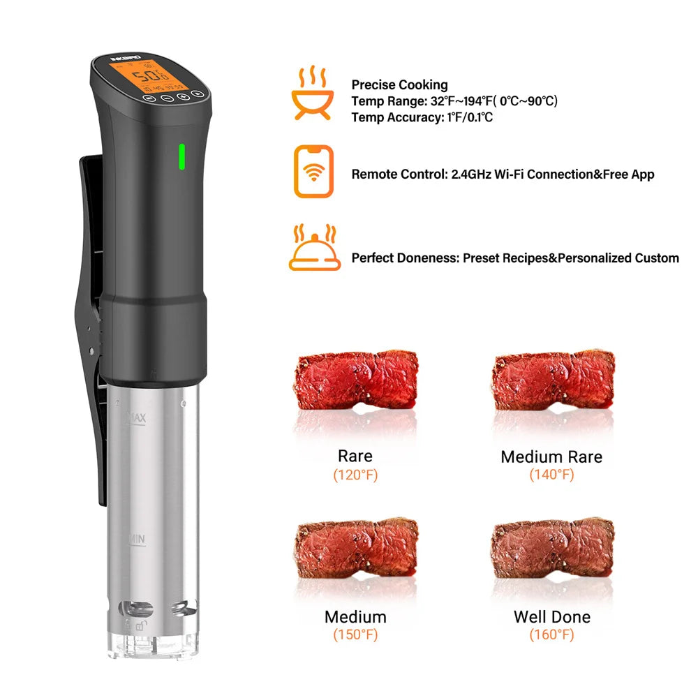 INKBIRD Culinary Sous Vide ISV-200W Wi-Fi Precision Cooker Powerful&Durable Immersion Circulator with Stainless Steel Components