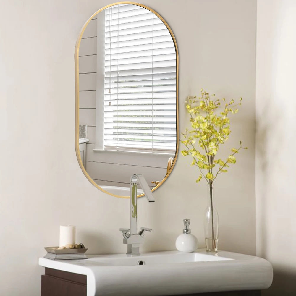 【Lifeideas】Gold 70cm Oval Bathroom Vanity Mirror Wall Mirror