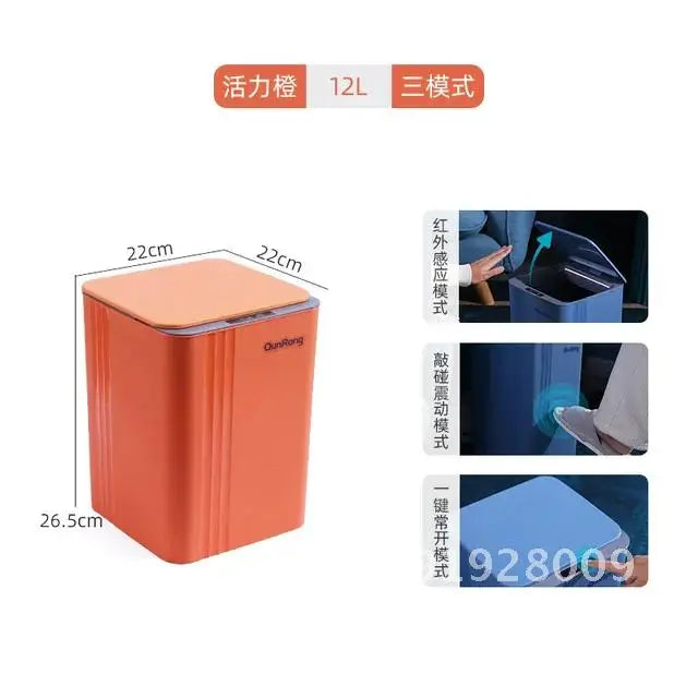 20L Smart Induction Trash Can Kitchen Bathroom Waterproof Automatic Cleaning Dustbin Trash Smart LED Home Sensor Bin with Light