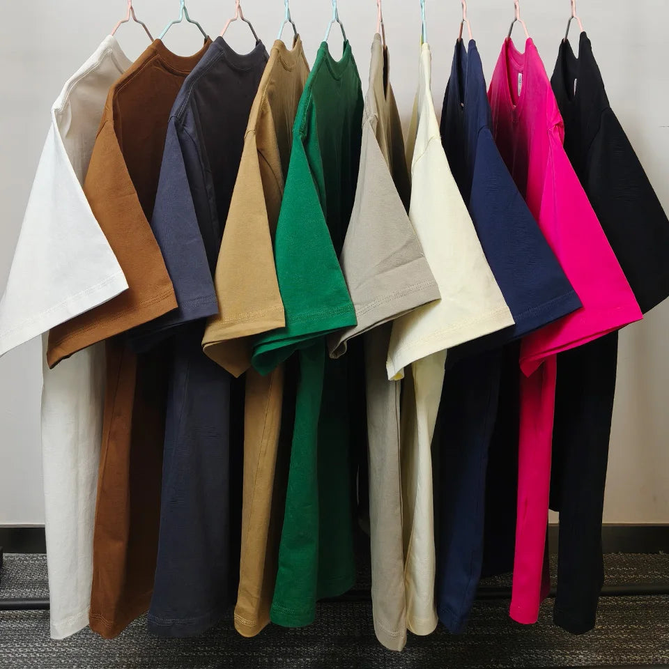 280GSM New Summer 100%Cotton T Shirts Men Casual Short Sleeve Cotton Crew Neck Soft Plain T-Shirt Men's Loose Fit Tee Shirt Tops