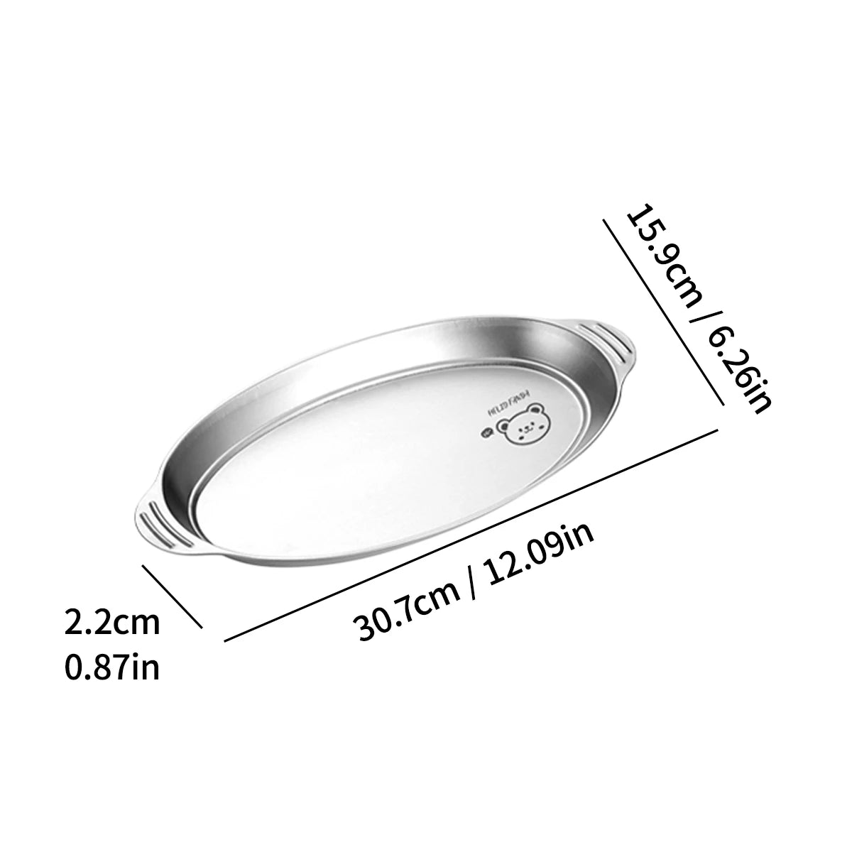 WORTHBUY Stainless Steel Fish Dish Home Steaming Fish Plate Oval Platter Thickened Main Dish Plate Snack Dessert Serving Tray