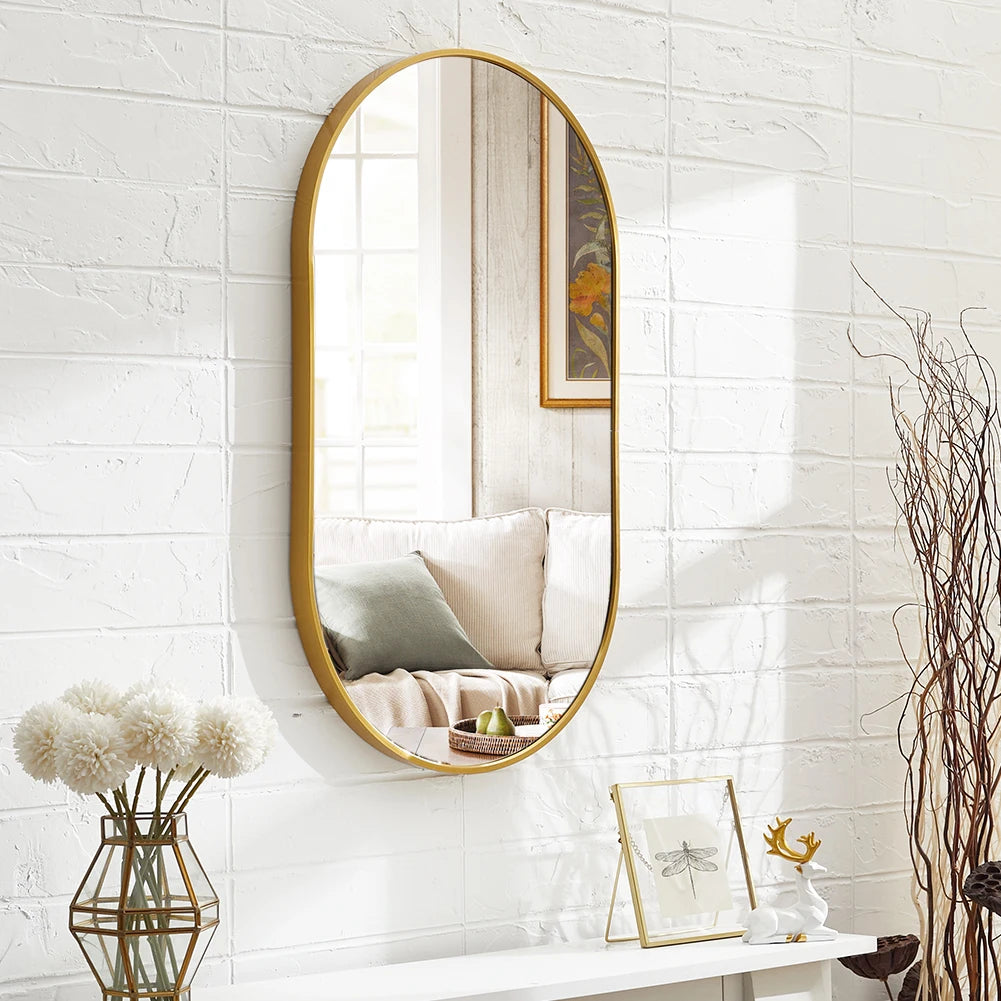 【Lifeideas】Gold 70cm Oval Bathroom Vanity Mirror Wall Mirror