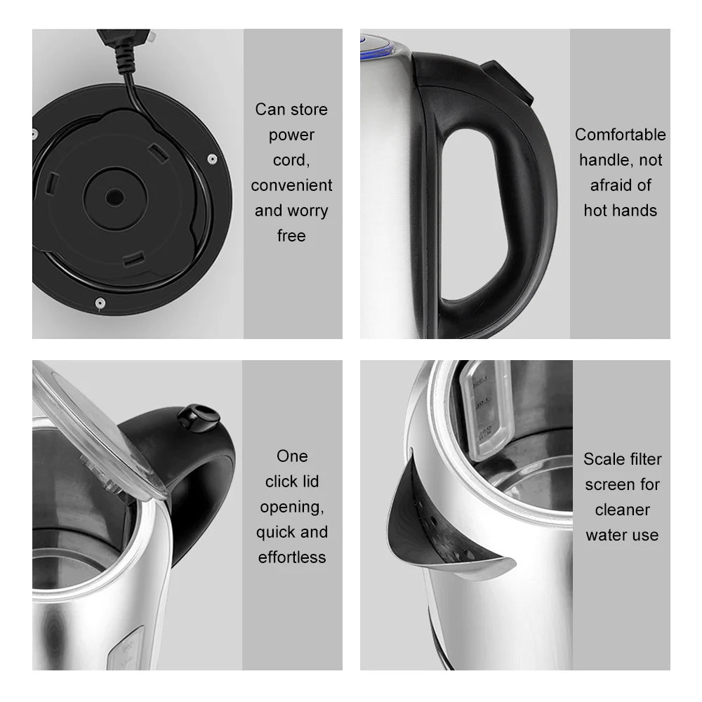 1.7L Electric Kettle 1850-2200W Fast Hot boiling Stainless Water Kettle Teapot Auto power-off overheating protection Kettle