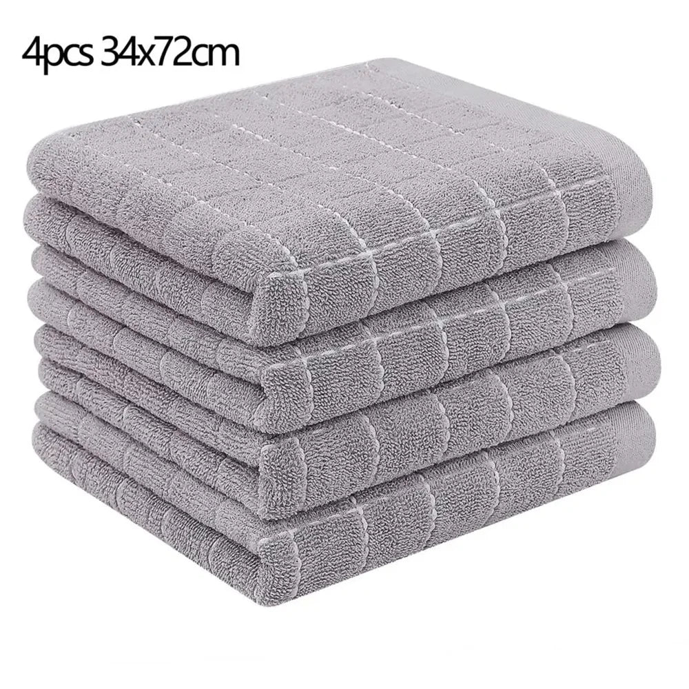 Olanly 4/6pcs 100% Cottton Kitchen Towel Absorbent Dishcloth Ultra Soft Kitchen Cloths Drying Hand Towels Home Cleaning Tools