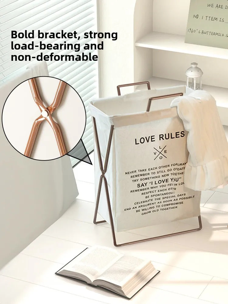 Trendy Foldable Laundry Basket with Lid for Home Batoom Dir Clothes Hamper Iron Material Japanese Sle Storage Basket