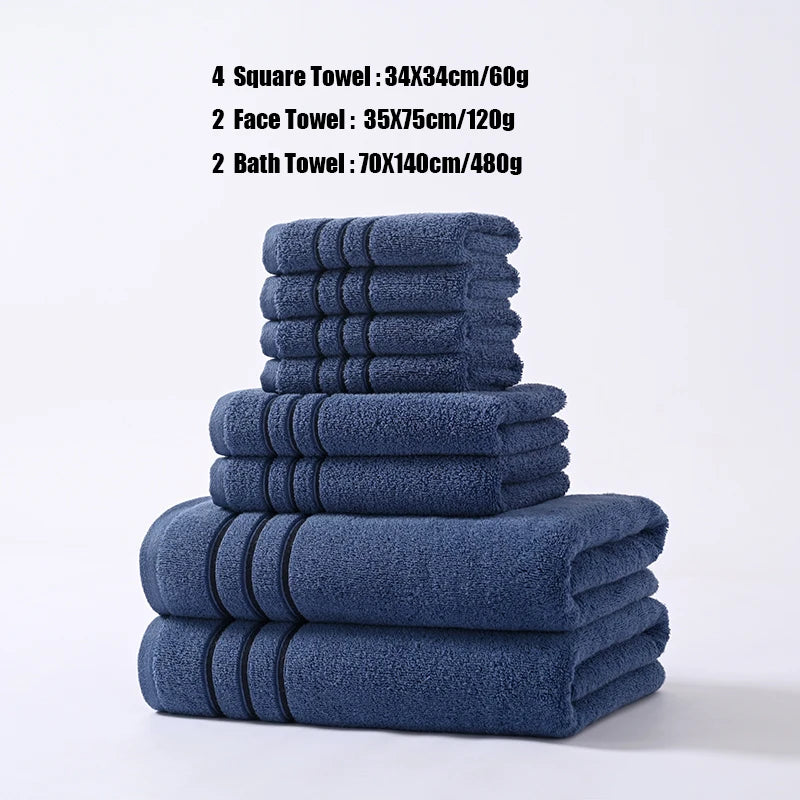 6/8PCS Bath Towel Set Adult Bathroom Cotton Super Absorbent 2 Wash Towel 2 Hand Towel 2 Bath Towel Hotel Spa Beauty Salon Grey