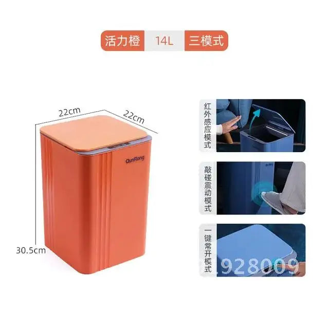 20L Smart Induction Trash Can Kitchen Bathroom Waterproof Automatic Cleaning Dustbin Trash Smart LED Home Sensor Bin with Light