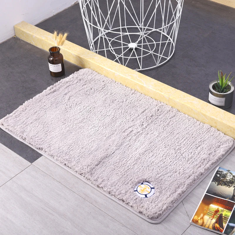 Water Absorbtion Anti-Slip Bath Mat Thickened Bathroom Carpet Long Hair Floor Mat Machine Washable Toilet Mat Fluffy Bat