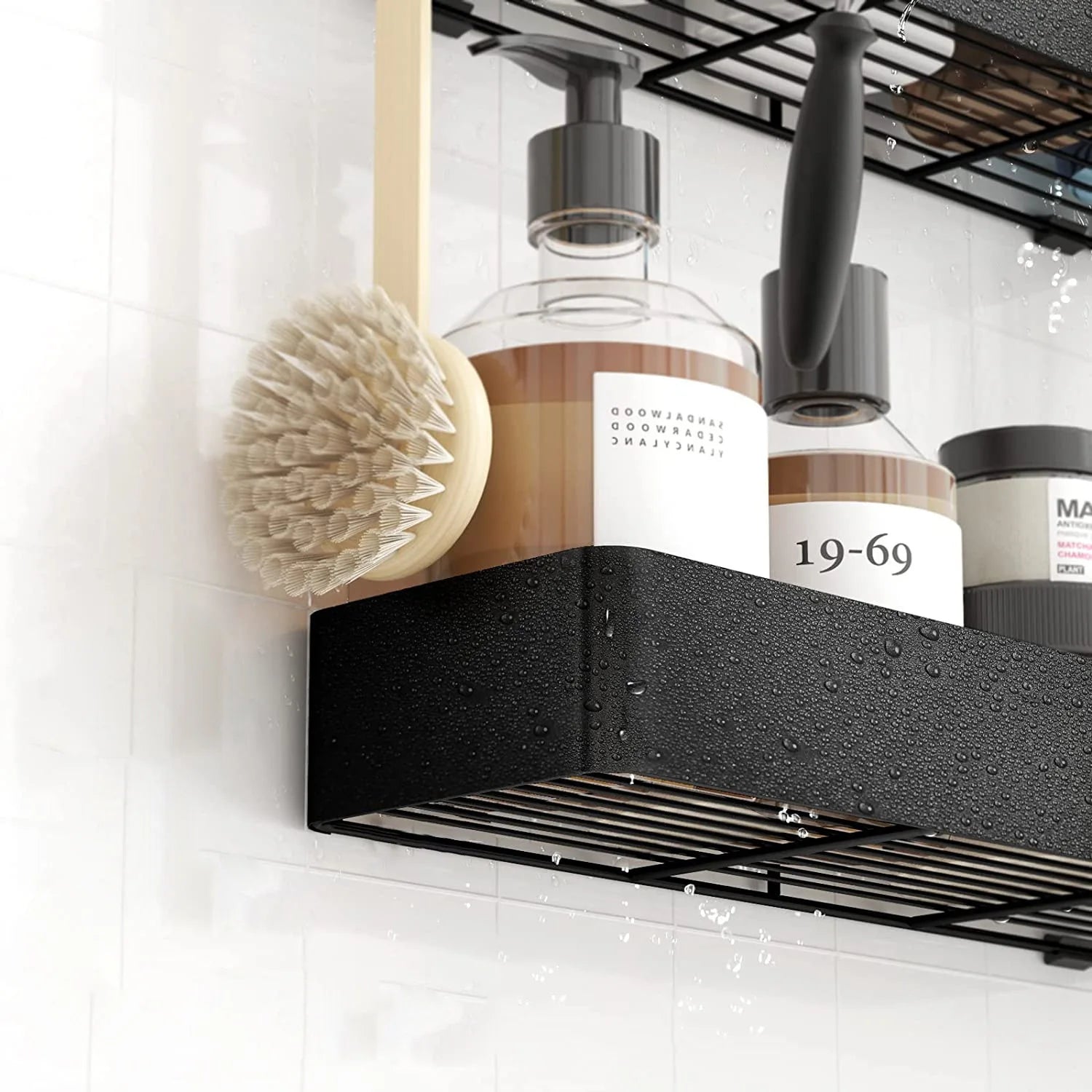 Shower Caddy - 2 Pack Rustproof Shower Organizer, Drill-Free & Quick-Dry Shower Shelf for Inside Shower with 4 Hooks