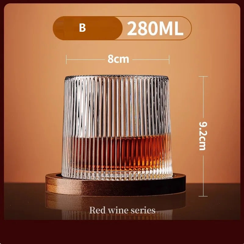 Tumbler Whiskey Glass with Base Crystal Whiskey Glasses Rotating Spinning Wine Brandy Glass Cup Drinkware for Bar Home