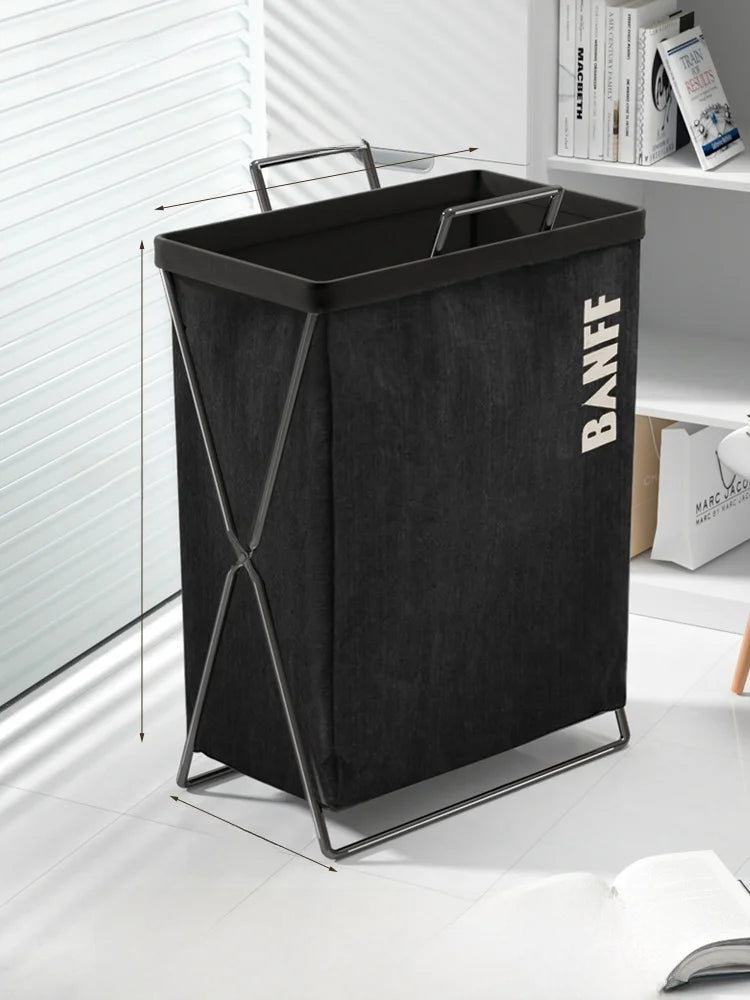 Trendy Foldable Laundry Basket with Lid for Home Batoom Dir Clothes Hamper Iron Material Japanese Sle Storage Basket