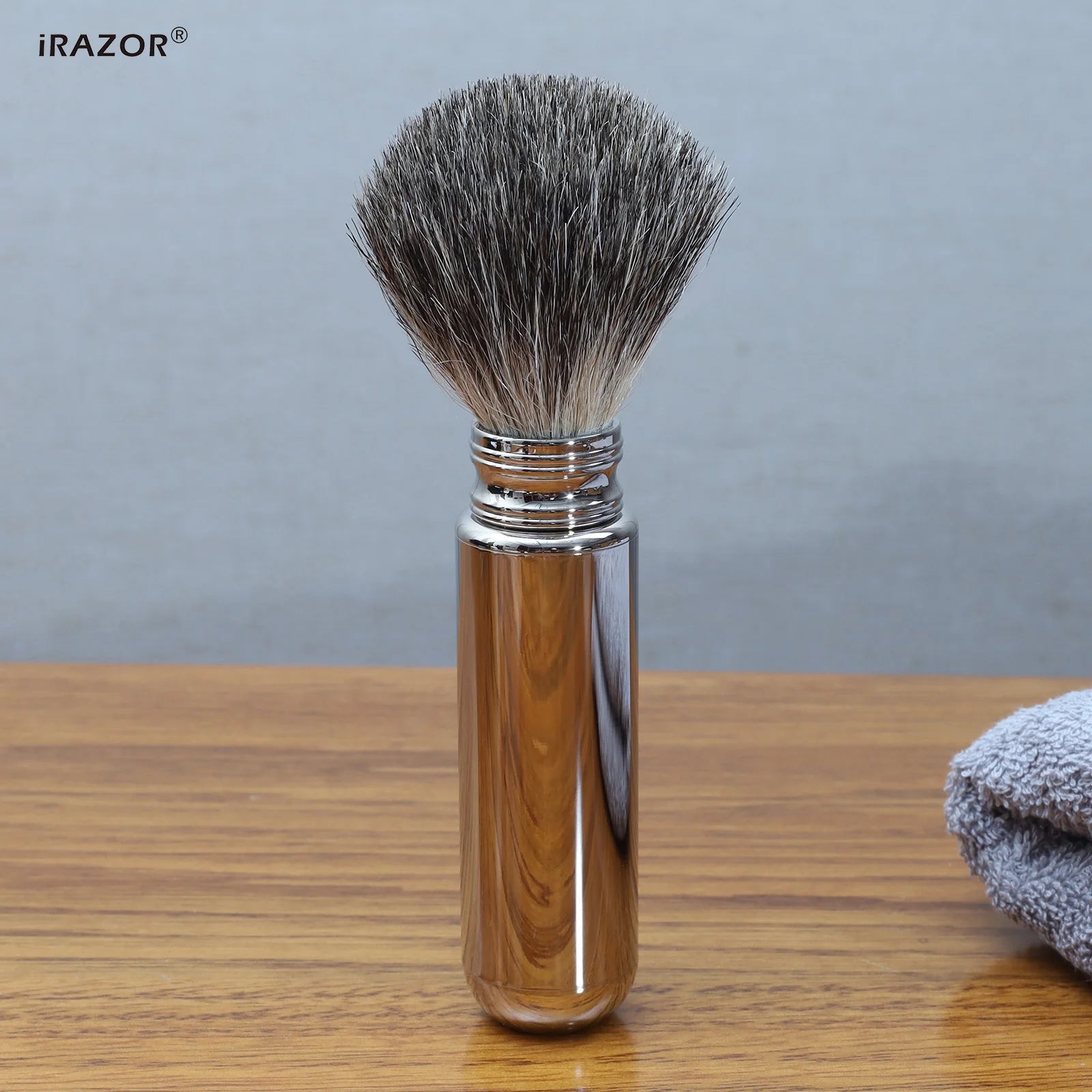 Magyfosia Pure Badger Hair Brush Aluminium Tube Holder for Men's Mustache Shaver and Barber Beard Tool Travel Gift Set