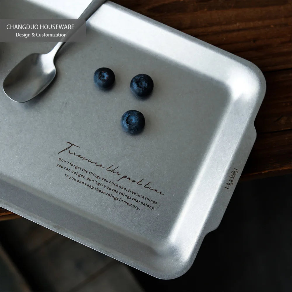 Nordic Style Serving Tray Vintage Series Stainless Steel Dishes for Serving Serving Plates Minimalist Design Kitchen Tableware