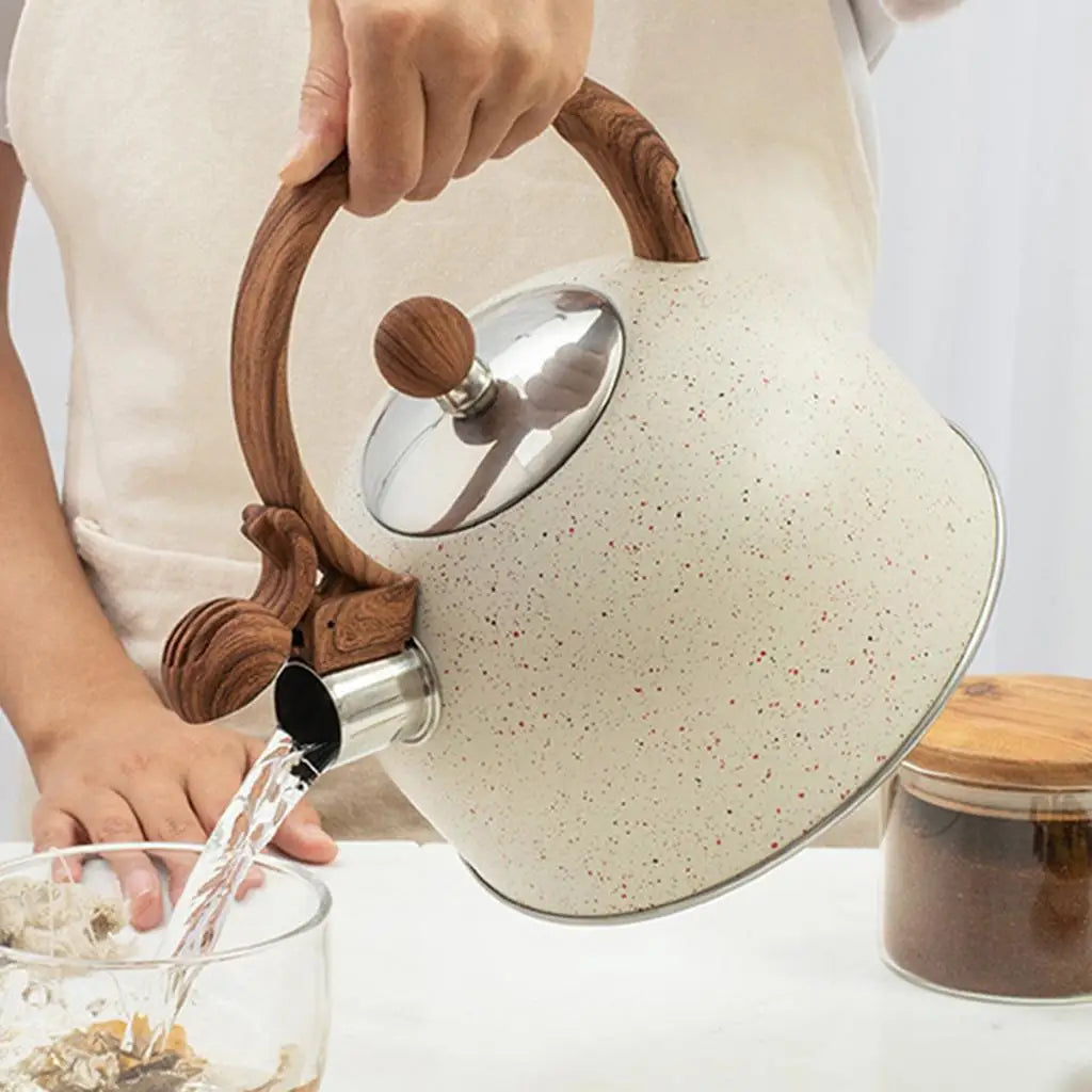 2.5L Stainless Steel Whistling Tea Kettle Stovetop Teapot with Heat-Proof Handle for Gas,Induction Flat Bottomed Sounding Kettle