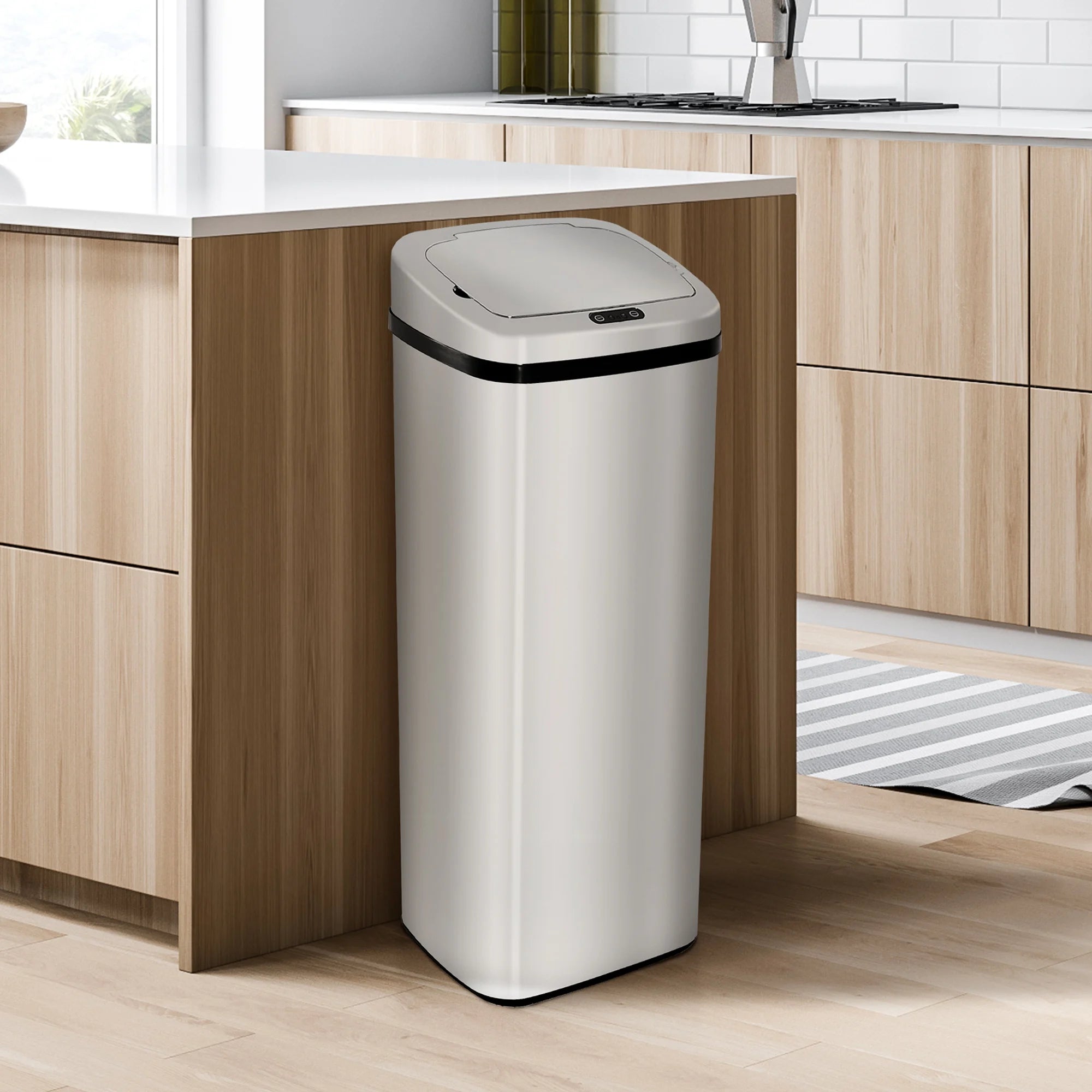 HOMCOM 50L Infrared Automatic Motion Sensor Dustbin Stainless Steel Trash Can
