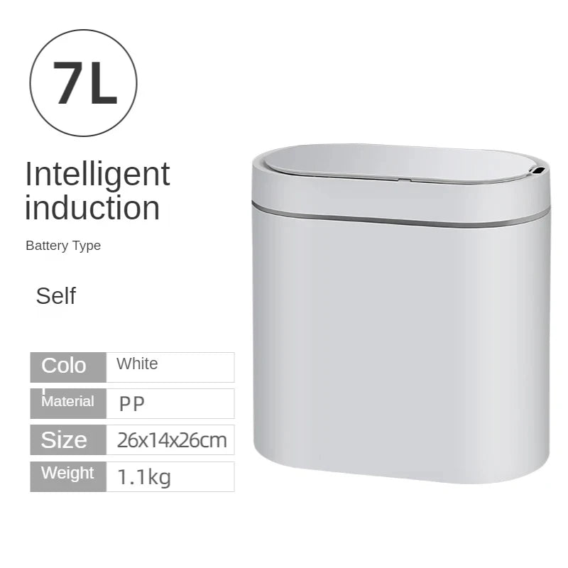 7L Smart Induction Trash Can Automatic Intelligent Sensor Dustbin Electric Touch Trash Bin for Kitchen Bathroom Bedroom Trash