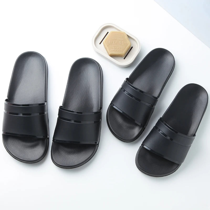 2024 Men Women Indoor Home Slippers Summer Soft Comfortable Bath Slippers Couple Family Flat Thick Platform Outdoor Beach Sandal
