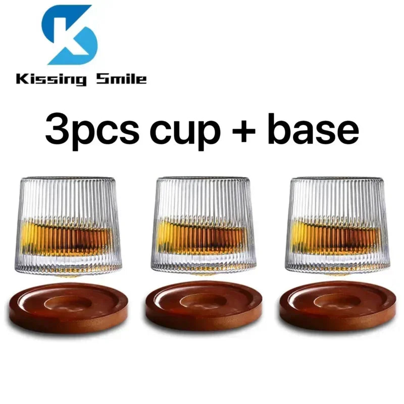 Creative Whiskey Glasses Durable Spinning Glassware Cocktails Wine Brandy Cup Water Juice Tea Mug Party Drinking Glass Tumbler