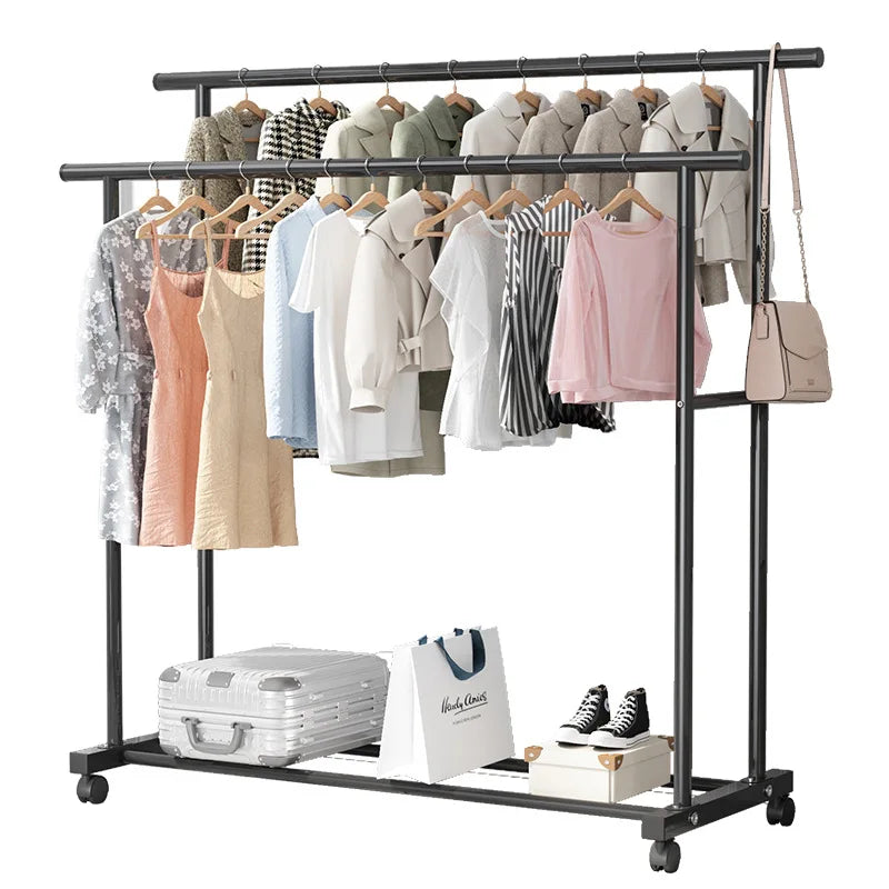 Simple Floor-Mounted Clothes Drng Ra Indoor Balcony Dormi Coat Hanger Metal Clothesline Holder Easy to Use