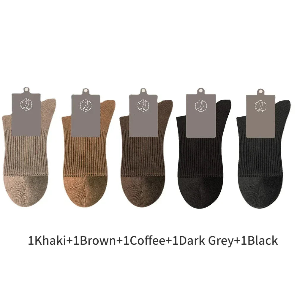 96% Pure Cotton Men's Socks 5 Pairs/Lot High Quality Business Antibacterial Long Thick Socks Casual Breathable Autumn Winter