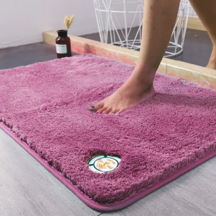 Water Absorbtion Anti-Slip Bath Mat Thickened Bathroom Carpet Long Hair Floor Mat Machine Washable Toilet Mat Fluffy Bat