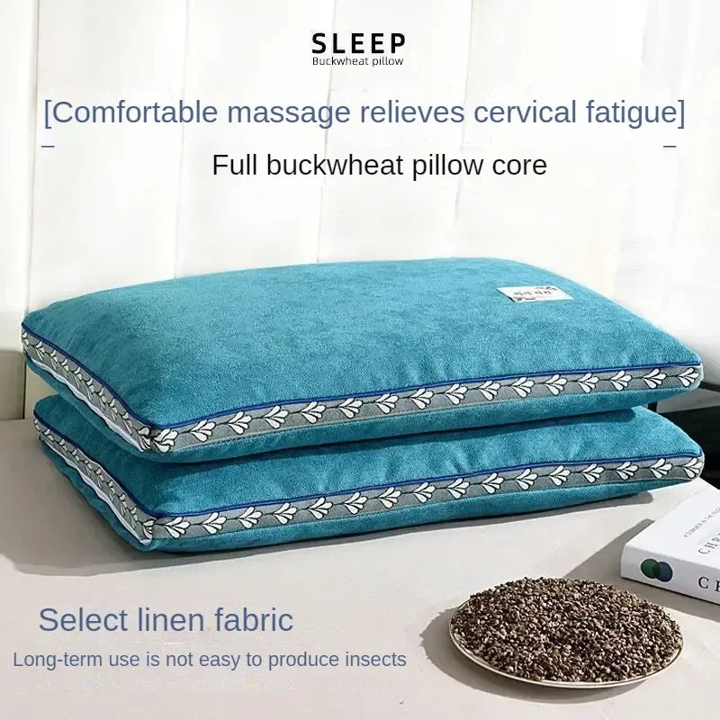 Pure buckwheat husk pillow cervical pillow adult cervical pillow