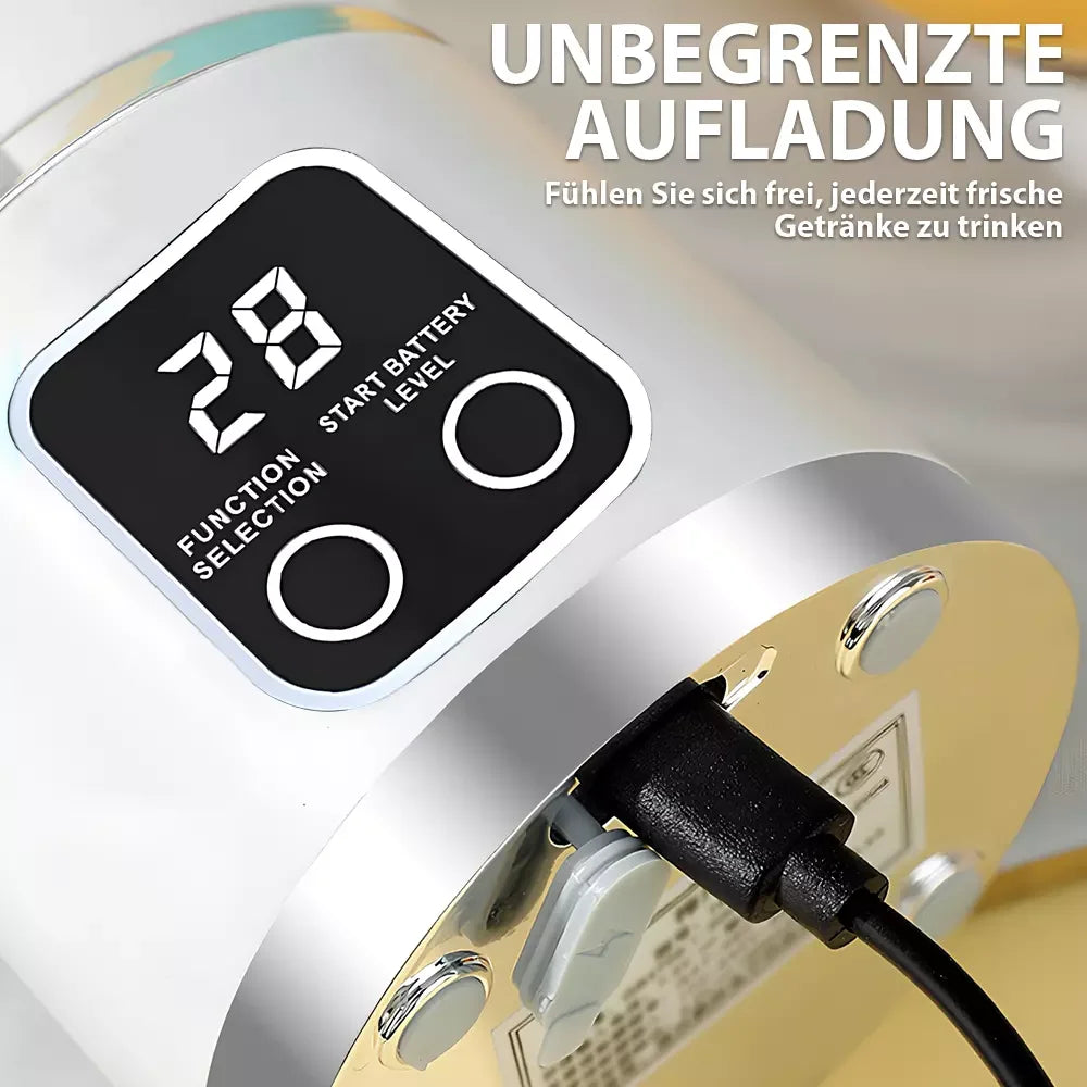 450ml Portable Juicer with LED Digital Display USB Charging Outdoor Juicing Cup Home Multifunctional 12-Blade Blender 1500mAh