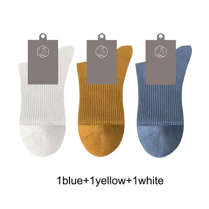 96% Pure Cotton Men's Socks 5 Pairs/Lot High Quality Business Antibacterial Long Thick Socks Casual Breathable Autumn Winter
