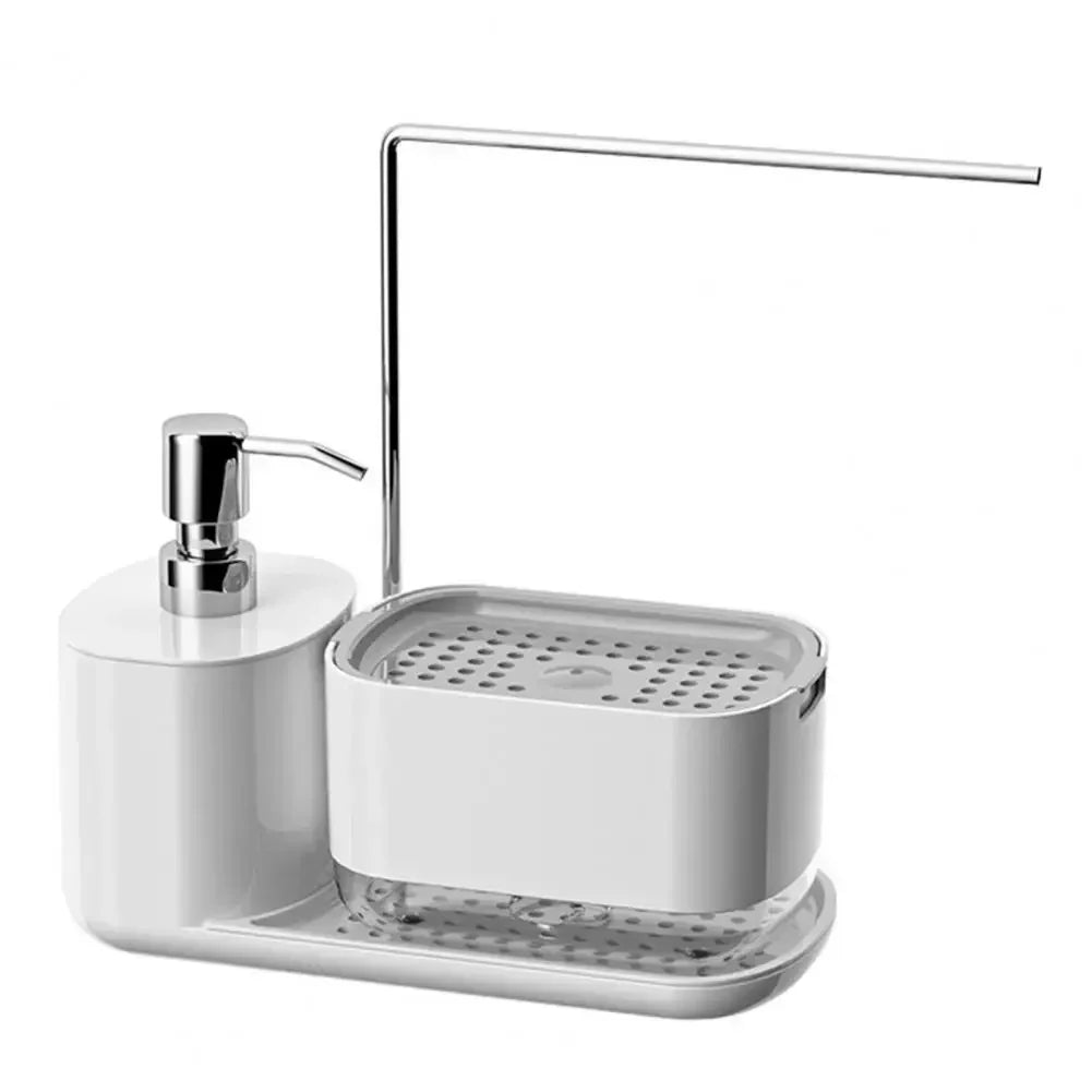 Kitchen Soap Dispenser Set Soap Pump with Rag Holder Kitchen Sink Organizer Set with Sponge Holder Rag Holder Soap Dispenser