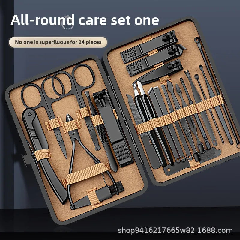 7/16/24 Pcs Manicure Set Professional Nail Clipper Kit Stainless Steel Manicure Kit,nail Care Tools with Luxurious Travel Case