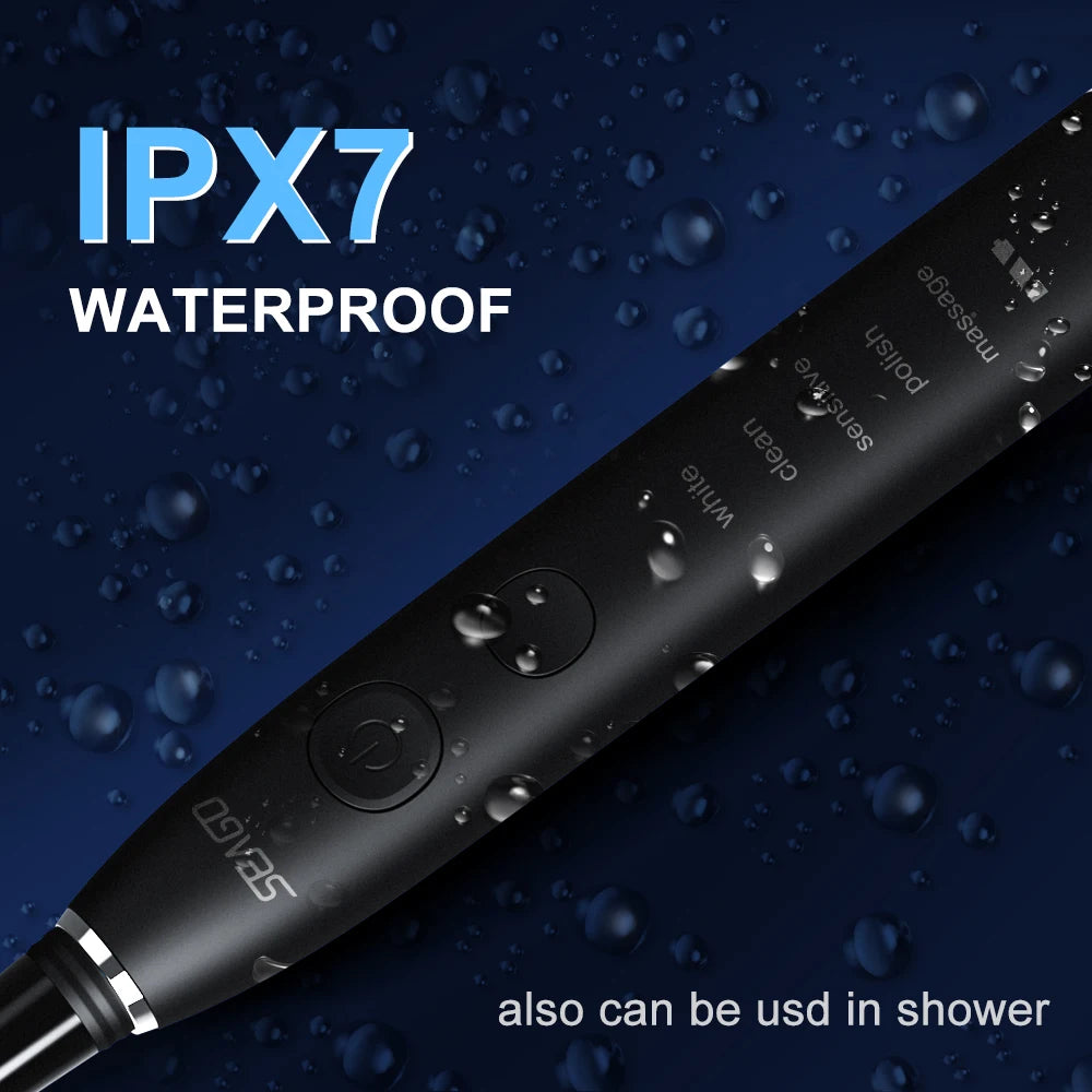 Seago Electric Toothbrush Sonic Toothbrush Once Charge Last about 300 Days 5 Modes 5 Toothbrush Heads 1 Travel Box Teeth Clean