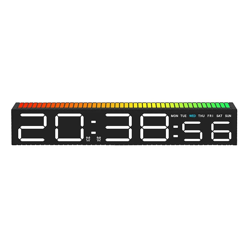LED Alarm Clock Colorful Table Clock with Rhythm Light RGB Lamp Pickup Light Sound Control Music Rhythm Desktop Clock Home Decor