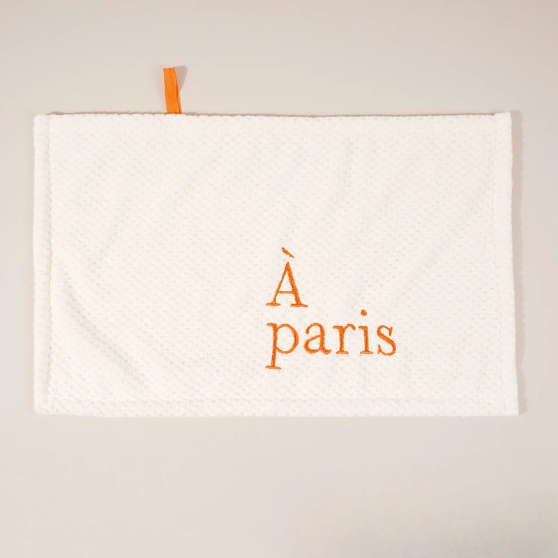 Nordic Hanging Hand Towel Home Embroidery Thickened Coral Velvet Absorbent Small Towel for Kitchen Bathroom Hankerchief