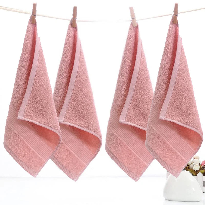 4pcs Thickened Plain Cotton Square Towels Washcloths Solid Color Hand Wipe Towels Bathroom Accessory