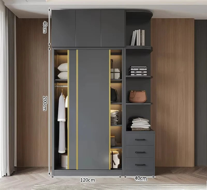 Clothes Girls Wardrobe Storage Gold Black Modern Display Wardrobe European Multifunction Vitrinas Cristal Expositoras Furniture