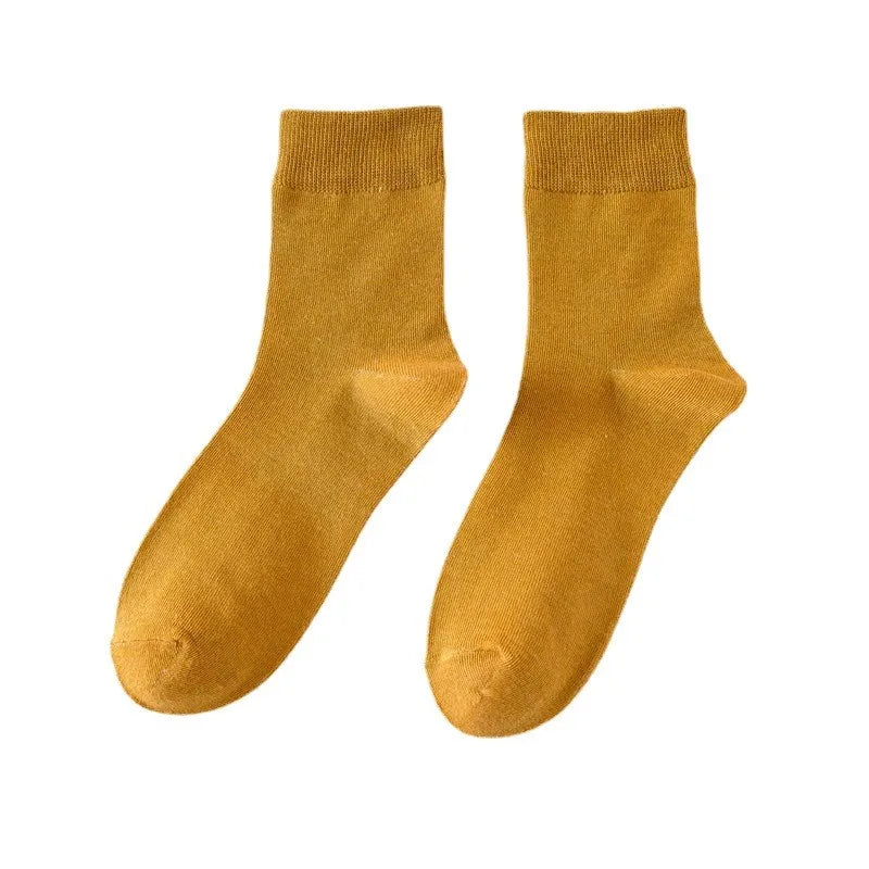 10 Pairs Men's Autumn Winter Socks Solid Color Cotton Durable Thick Fashion Mid Tube Sock Funny Soft High Elastic Sock Wholesale