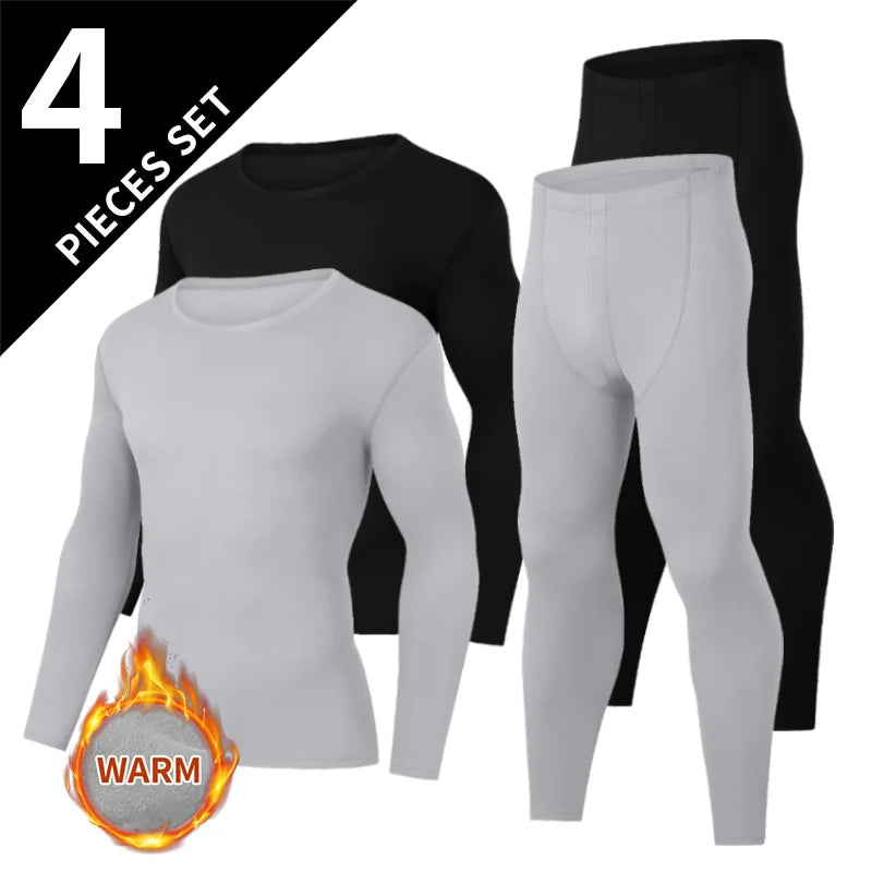 2/4 Piece Men's And Teenagers' Thermal Underwear Set Simple And Fashionable Long Sleeve Bottoming Shirt Elastic Waist Trousers P