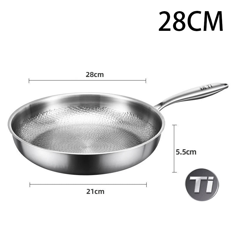 German Titanium Alloy Frying Pan Uncoated Fish Scale Hammer Pattern Non Stick Pan Household Steak Frying Pan Kitchen Cookware