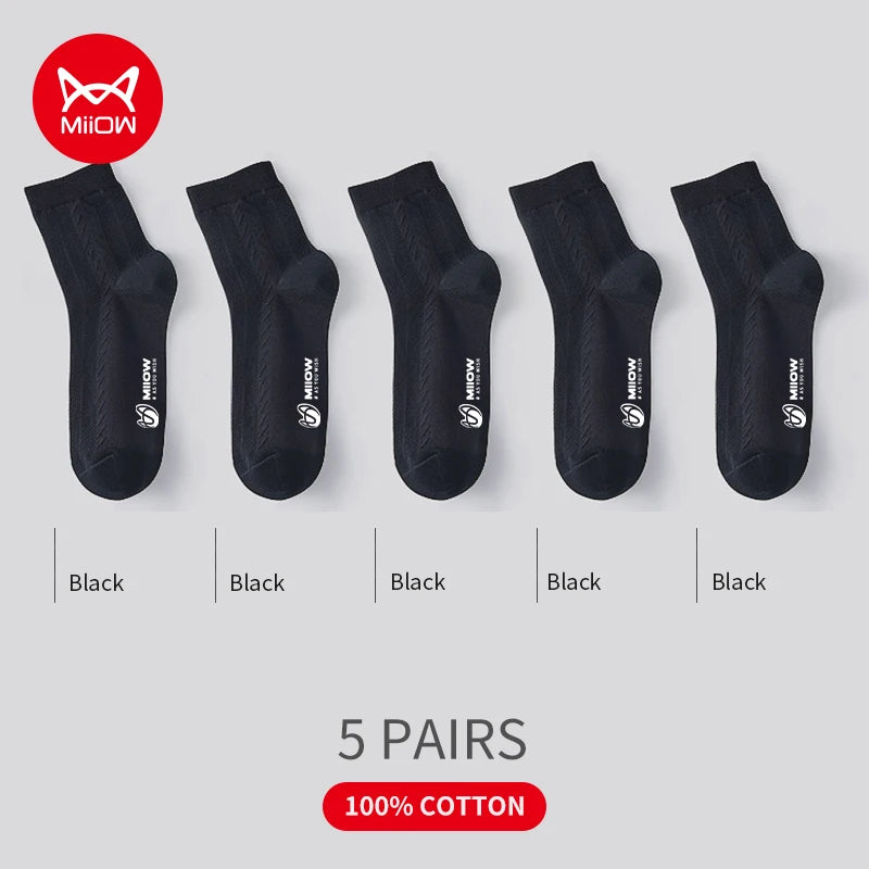 MiiOW 5 Pairs/Lot Cotton Socks Men's Casual Dress Socks Printing Winter Warm Long Male High Quality Colorful Socks For Man Gift