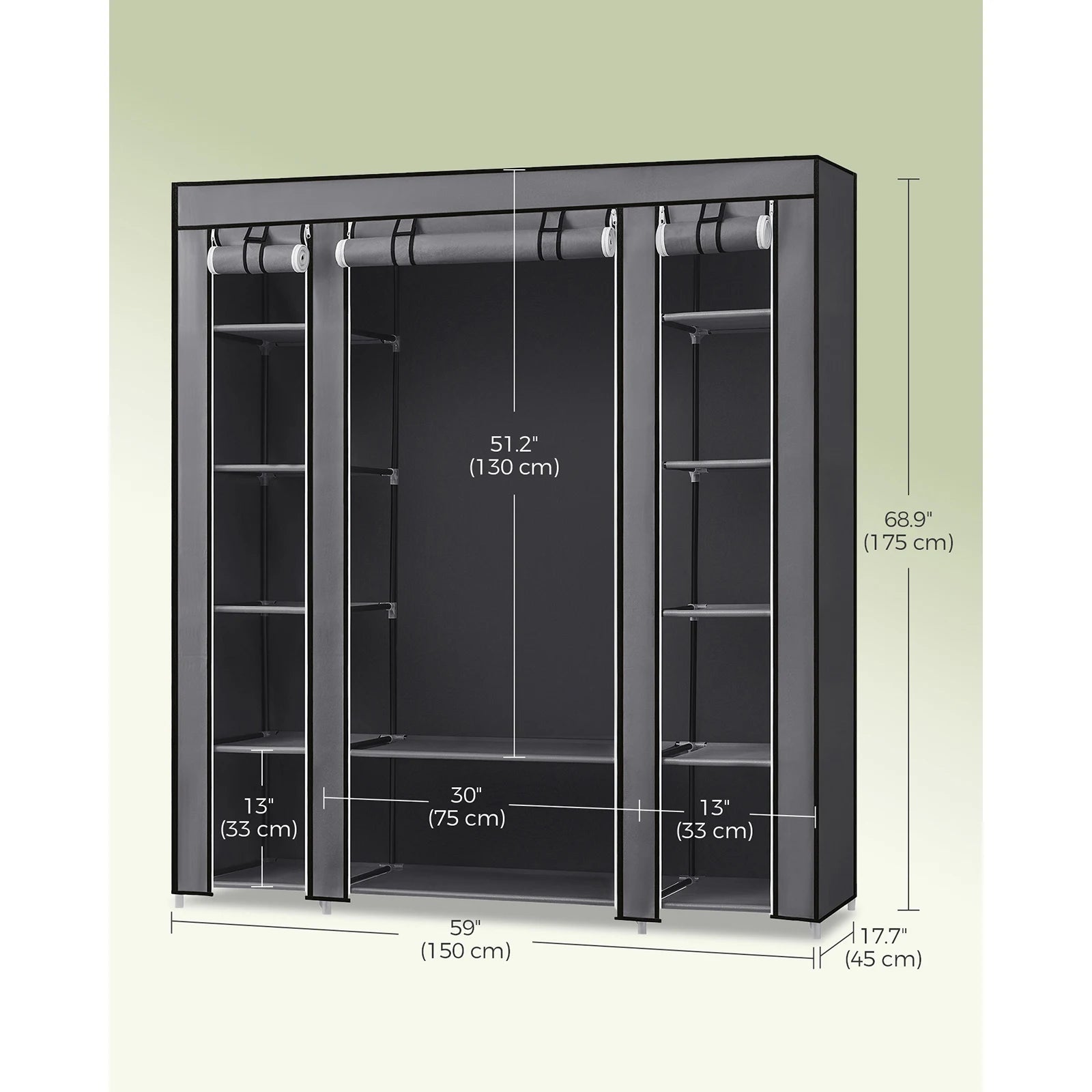 SONGMICS Fabric Wardrobe, Portable Wardrobe for Bedroom, Clothes Rail with Non-Woven Fabric Cover, Clothes Storage Organise
