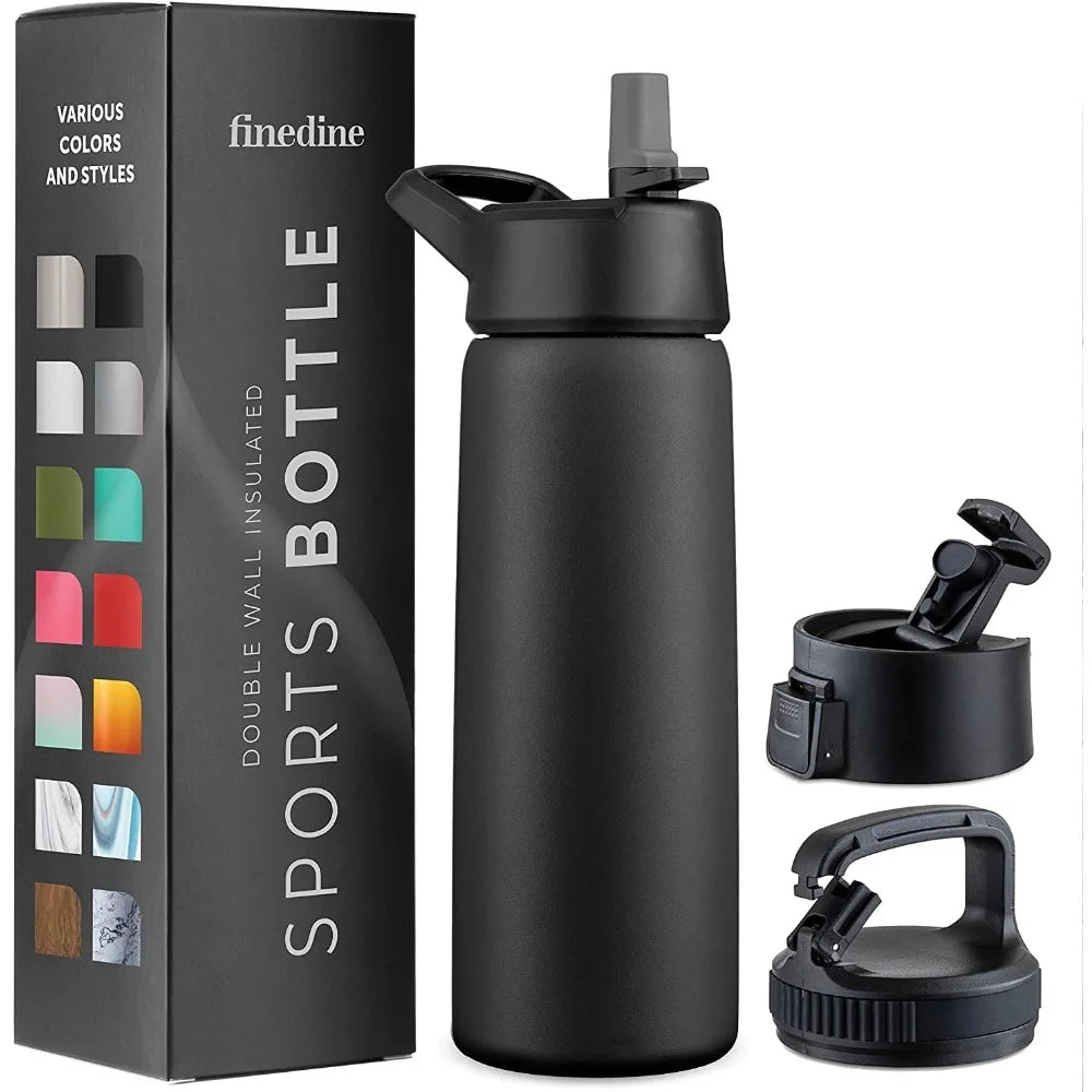 Triple Insulated Stainless Steel Water Bottle With Straw Lid Flip Top Lid Wide Mouth Cap 750 ML Keeps Hot and Cold Hiking Biking